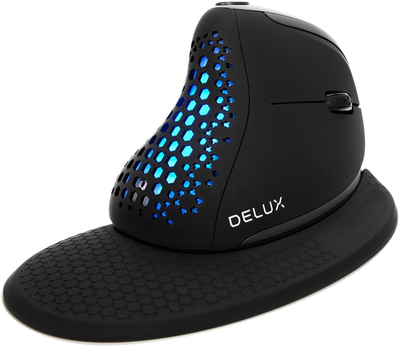 Вертикальная беспроводная мышь Delux M618XSD Черная Factory Recertified