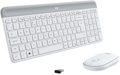Комплект клавіатура+миша Logitech MK470 Slim Combo Off-White (920-009205) білого кольору