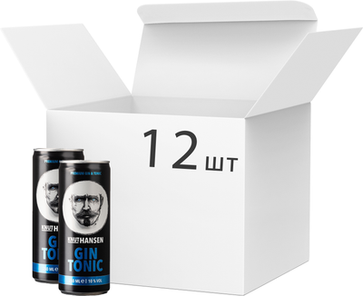Упаковка слабоалкогольного напою Knut Hansen Premium Gin & Tonic 10% 0.25 л х 12 шт (4820000197427)