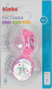 Пустышка силиконовая на цепочке BIMBO - 02 Розовая (759)