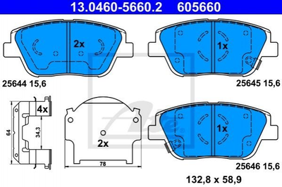 Гальмівні колодки ATE 13046056602 KIA Optima 581012TA50