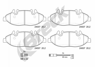 Гальмівні колодки BRECK 24007 00 703 00 Mercedes Vito 0004216110, 0014210910, 0034207820
