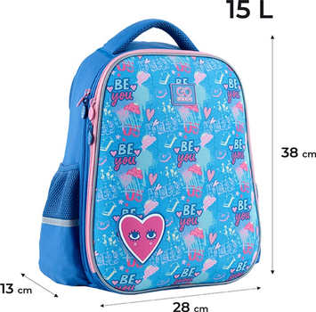 Рюкзак шкільний GoPack Be You напівкаркасний 38x28x13 см Синій (GO24-165M-4)