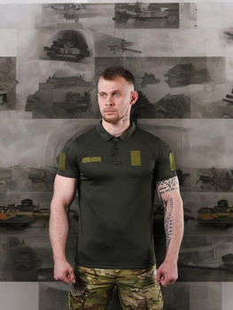 Тактическая мужская футболка поло под шеврон 52р. XL 053/7 Олива