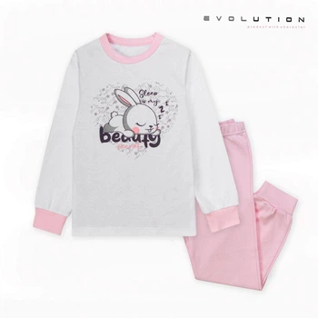Піжама для дівчинки EVOLUTION ПЖ-38 98 см білий/рожевий