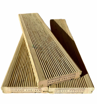 Дошка терасна імпрегнована із сосни з пазами Timber Protect 30х120х1000 мм Оливкова