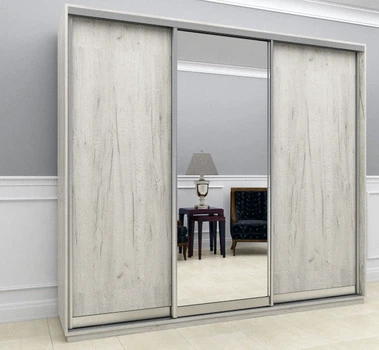 Шкаф-купе Viant Light2 ДСП/Зеркало 2700х600x2400 мм Дуб крафт белый