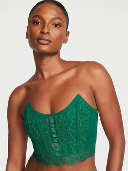 Корсет Victoria's Secret Lace Strapless Corset Top мереживний M зелений
