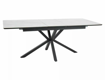 Стол обеденный раскладной LOGAN CERAMIC Белый / Черный мат Диаметр 160(200)X90 Signal