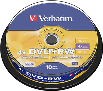 Verbatim DVD+RW 4.7 GB 4x Cake 10 шт (23942434887)