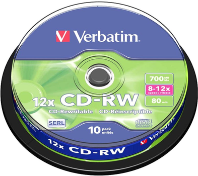 Verbatim CD-RW 700 MB 12x Ciasto 10 szt. (43480)