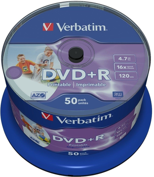 Verbatim DVD+R 4,7 GB 16x Wrzeciono 50 szt. Do druku (43512)