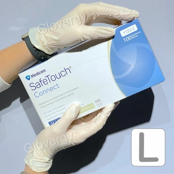 Перчатки латексные текстурированные без пудры Medicom SafeTouch размер L, 100 шт