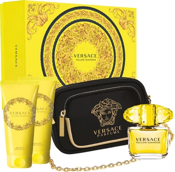 Набір для жінок Versace Yellow Diamond Туалетна вода 90 мл + Лосьйон для тіла 100 мл + Гель для душу 100 мл + Сумочка (8011003876662)
