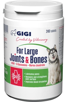 Витаминно-минеральный комплекс GIGI for Large Joints & Bones для укрепления и восстановления суставов у собак 1 таблетка на 20 кг 240 таблеток (GIG43070)