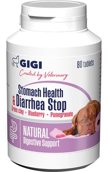 Вітамінно-мінеральний комплекс для собак та котів GIGI Stomach Health & Diarrhea Stop для нормалізації функції травної системи 1 таблетка на 10 кг 80 таблеток (GIG43050)