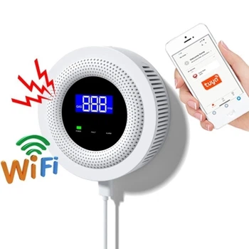 Комбінований смарт датчик Tuya WIFI детектор витоку газу та пожежної безпеки 433 МГц, білий (74041489)