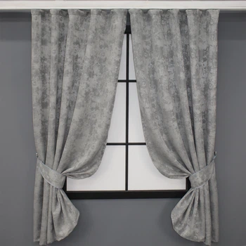 Комплект коротких штор VR-Textil Жакард Sultan XO № 1125ш 2 шт 130х170 см Сірий (35-0039)