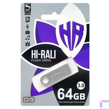 Компактный флеш-накопитель USB 3.0 Hi-Rali Shuttle 64 GB Серебряная серия (Серебряный)