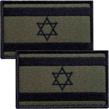 Набір шевронів 2 шт з липучкою IDEIA Прапор Ізраїлю хакі 5х8 см, вишитий патч (4820182659850)