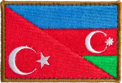 Шеврон нашивка на липучці IDEIA прапор Туреччини та Азербайджану, вишитий патч 5х8 см (2200004278469)