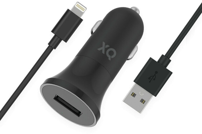 Автомобільний зарядний пристрій Xqisit Car Charger 2.4 A Single USB-A + Кабель USB-A-Lightning 1 м Black (4029948083797)