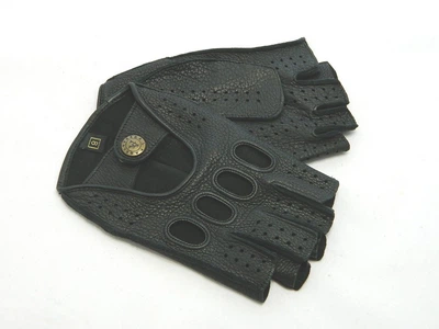 Рукавички автомобільні чоловічі натуральна шкіра Alpa Gloves мітенки 703-15 чорного кольору розмір 9