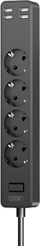 Сетевой фильтр адаптер XO WL-10 EU 4AC+4USB 1.8 м Black