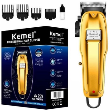 Профессиональная машинка для стрижки волос Kemei KM-1977 золотистая