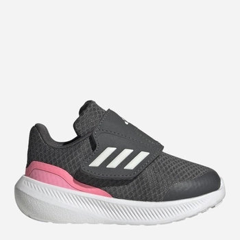 Buty sportowe dziecięce dla dziewczynki na rzepy Adidas Runfalcon 3.0 AC I HP5859 19 Szare (4066749848613)