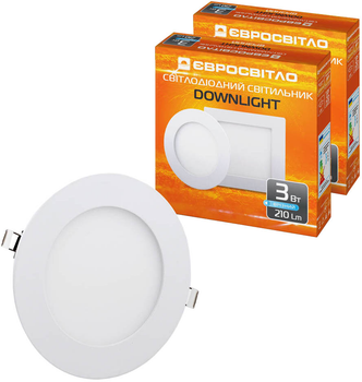 Точковий світильник Євросвітло 3 Вт 6400 K LED-R-90-3 (56825) 2 шт