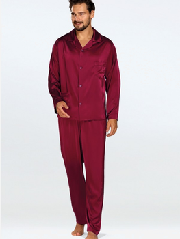 Piżama (koszula + spodnie) męska DKaren Lukas L Bordowa (5903251470972)