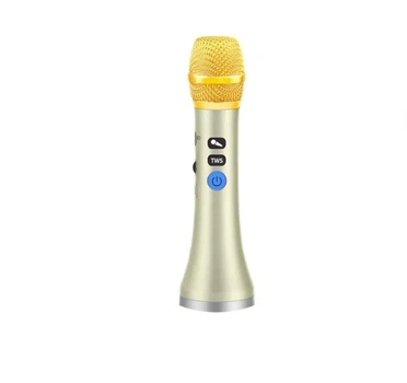 Беспроводной портативный мини микрофон караоке MicMagic L-1258 DSP+TWS 20 Вт Золотой