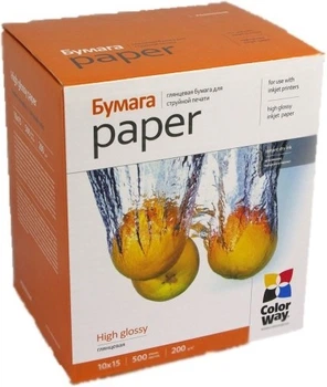 Папір 10x15см 200г/м², ColorWay глянцевий, PG200-500, 500арк./уп.