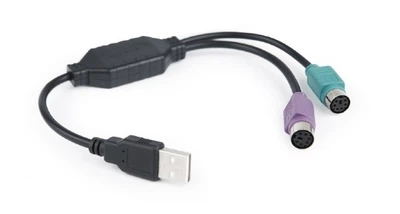 Адаптер USB1.1->2xPS/2 Cablexpert, 0.3м, чорний (UAPS12-BK)