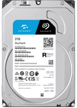 Жорсткий диск 3.5" 3TB Seagate SkyHawk +Rescue (SATA 6Gb/s, 5900rpm, 256MB) (ST3000VX015)