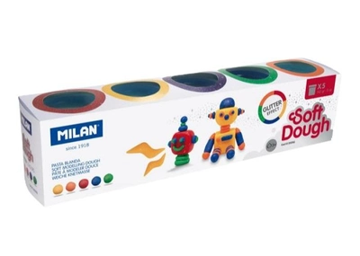 Zestaw plasteliny Milan Glitter Dough 5 kolorów (8411574086550)