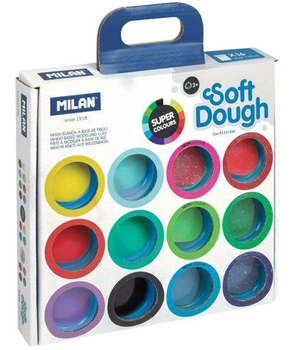 Zestaw plasteliny Milan Soft Dough Super Colours Basic Neon Glitter 16 x 30 g (8411574094029)