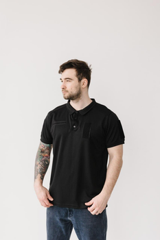 Чоловіча футболка мілітарі-поло з липучками для шевронів, чорний, розмір 2XL