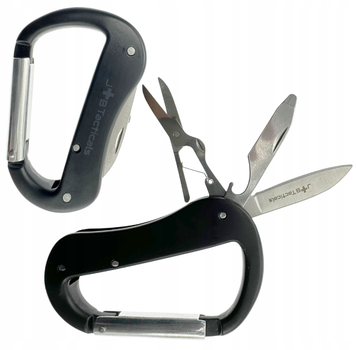 Карабін JB Tacticals Мультитул з Ножем Ножицями 6 в 1 Чорний JB-MLT-0007-BLK