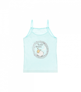 Майка для девочки&nbsp;с рисунком на тонких брительках - Donella - 43648KY - 146-152 см - Бирюзовый
