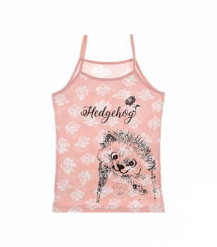 Майка на тонких бретельках&nbsp;для девочки с рисунком ёжика - Donella - 43433KR - 86-92 см - Персиковый