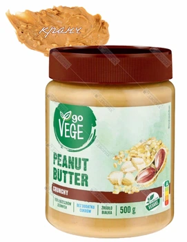 Арахісова паста 100% натуральна Go Vege Peanut Butter Crunchy крем кранч зі шматочками смаженого арахісу без цукру і пальмової олії 500 г