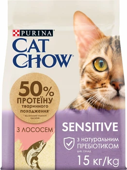 Сухой корм для кошек Purina Cat Chow Sensitive с лососем 15 кг (7613035394902)