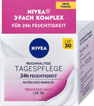 Krem do twarzy nawilżający Nivea Tagespflege LSF 30 na dzień 50 ml (4005900737465)