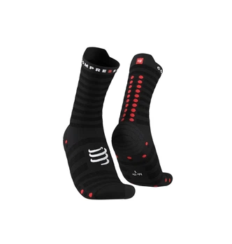 Високотехнологічні бігові безшовні шкарпетки Compressport Pro Racing Socks V4.0 Ultralight Run High, Black/Red, T4 (45-48)