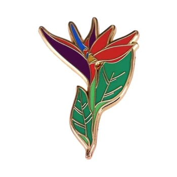 Брошь-значок BROCHE бижутерия Цветы Райская птица разноцветная BRGV114133