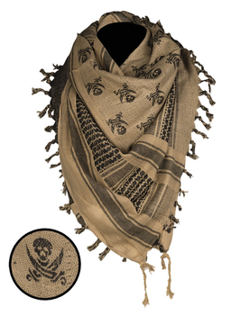 Арафатка шарф-шемаг тактическая Mil-Tec One size Койот, Черный HALSTUCH 'SHEMAGH' 110X110 см SKULL COYO/SCHW (12609105)