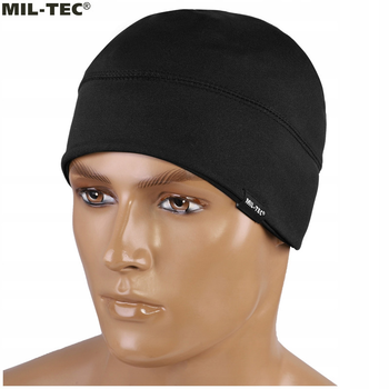 Шапка тактична Mil-Tec Флісова утеплена Еластична One size Чорна ELASTIC CAP FLEECE SCHWARZ (12137002)