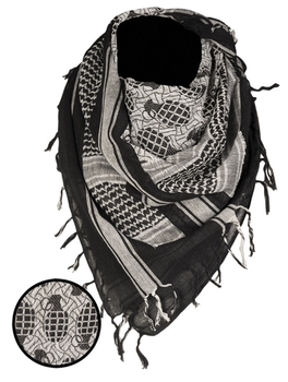 Арафатка шарф-шемаг тактическая Mil-Tec ONE SIZE 110х110 см граната Черно-белая HALSTUCH 'SHEMAGH' 110X110 см PINEAPPLE SCHW./WEI (12609002)